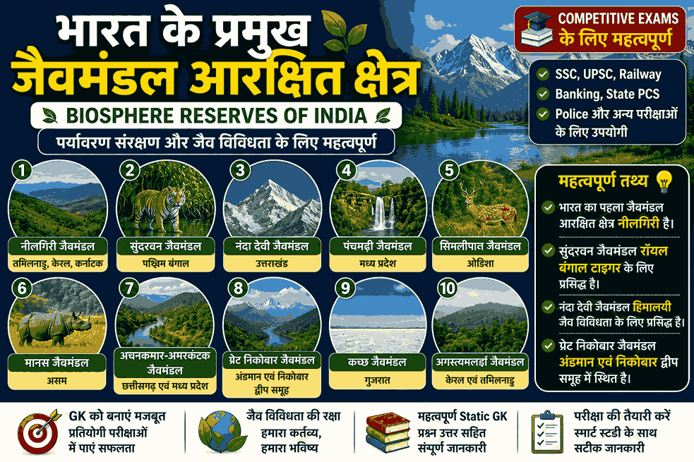 भारत के प्रमुख जैवमंडल आरक्षित क्षेत्र – Biosphere Reserves of India in Hindi
