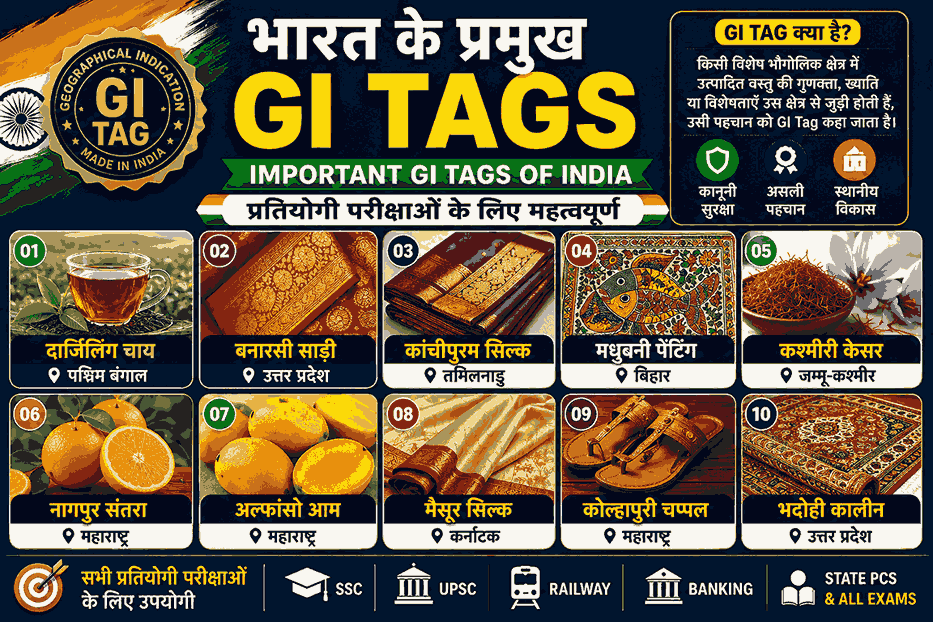 भारत के प्रमुख GI Tags – Important GI Tags of India in Hindi
