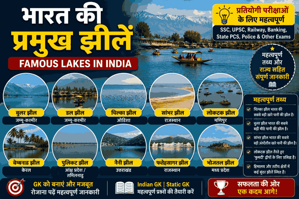 भारत की प्रमुख झीलें – Famous Lakes in India in Hindi