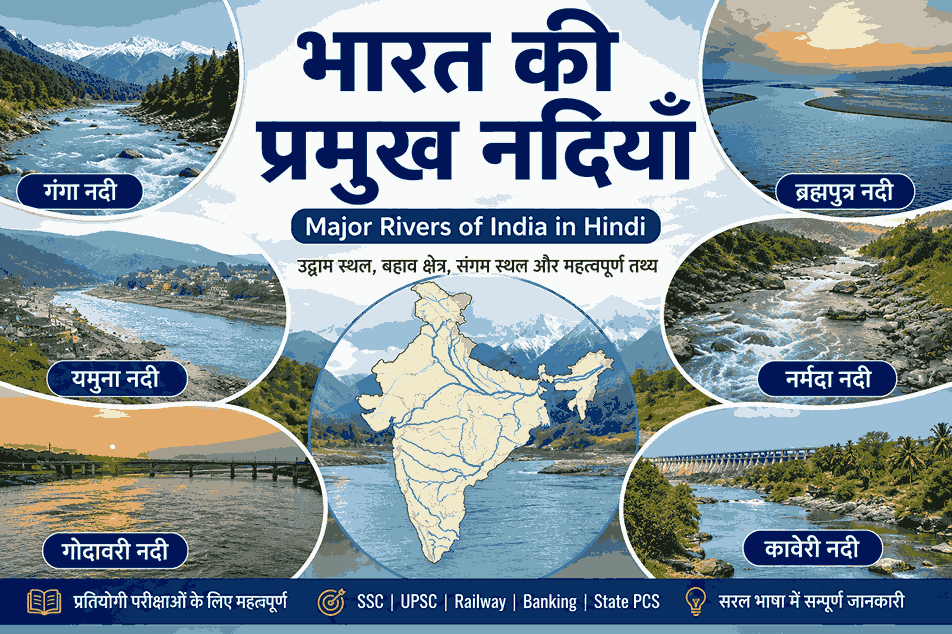भारत की प्रमुख नदियाँ 2026 – Major Rivers of India in Hindi