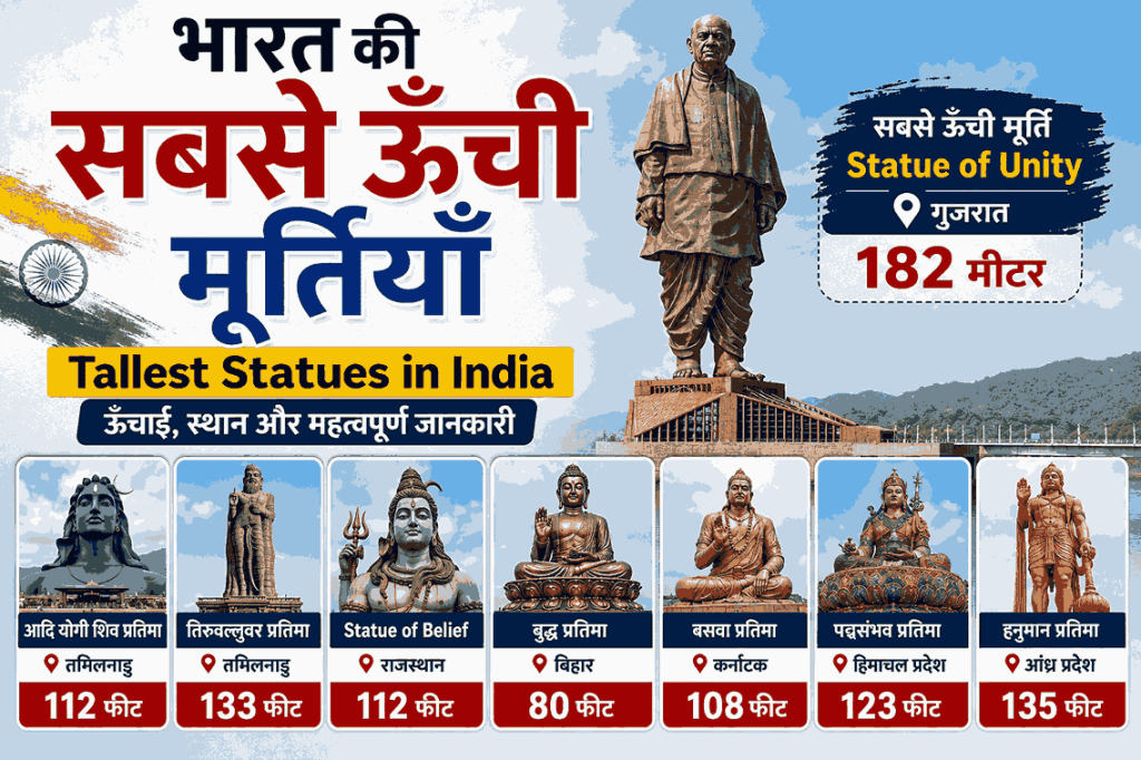 भारत की सबसे ऊँची मूर्तियाँ – Tallest Statues in India in Hindi