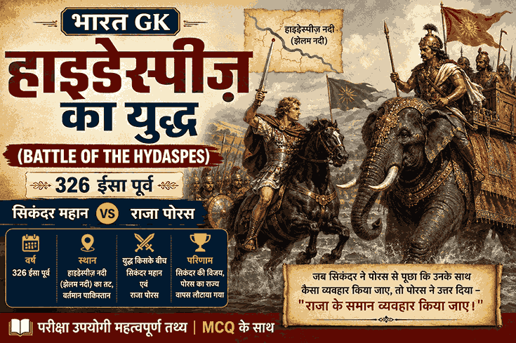 हाइडेस्पीज़ का युद्ध (Battle of the Hydaspes) – सिकंदर महान और राजा पोरस के बीच 326 ईसा पूर्व में झेलम नदी के तट पर लड़ा गया ऐतिहासिक युद्ध | भारत GK