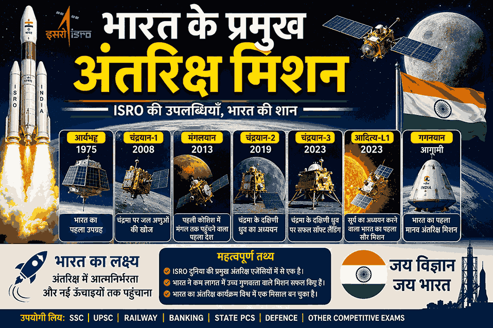 भारत के प्रमुख अंतरिक्ष मिशन – ISRO Space Missions of India in Hindi